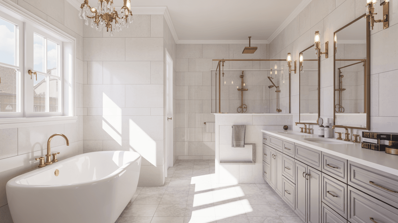 Luxury master bathroom remodel with freestanding tub