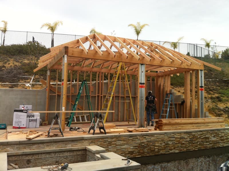 Room addition scaffolding during construction